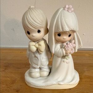 Precious Moments Cream and Pink Wedding figurine vintage 1979